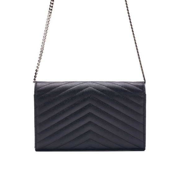 Saint Laurent V-stitch Chain Wallet Black Leather - Picture 1 of 6